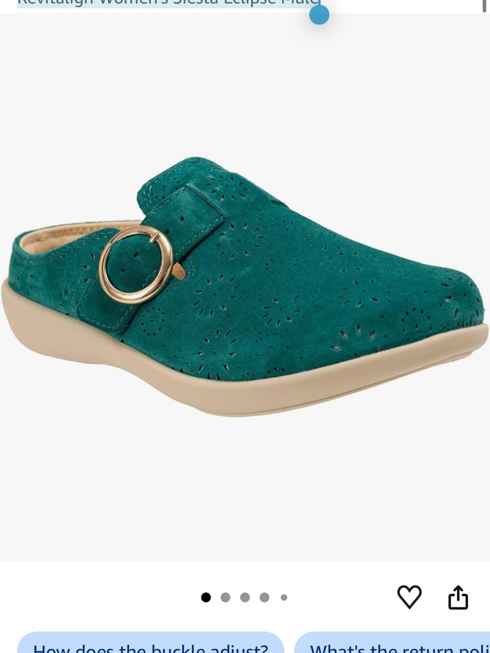 Women's Teal Suede Slip-On Clog with Buckle